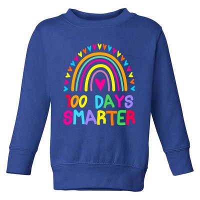 100th Day Of School Teacher Gift 100 Days Smarter Rainbow Cute Gift Toddler Sweatshirt