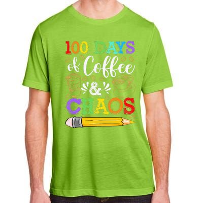 100 Days Of Coffee & Chaos 100th Day School Teacher Gift Adult ChromaSoft Performance T-Shirt