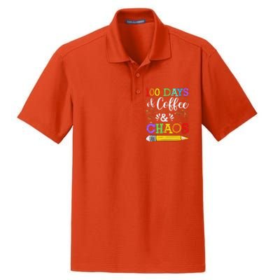 100 Days Of Coffee & Chaos 100th Day School Teacher Gift Dry Zone Grid Polo