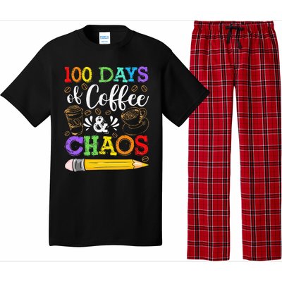 100 Days Of Coffee & Chaos 100th Day School Teacher Gift Pajama Set