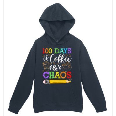 100 Days Of Coffee & Chaos 100th Day School Teacher Gift Urban Pullover Hoodie