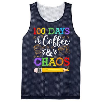 100 Days Of Coffee & Chaos 100th Day School Teacher Gift Mesh Reversible Basketball Jersey Tank