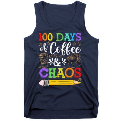 100 Days Of Coffee & Chaos 100th Day School Teacher Gift Tank Top