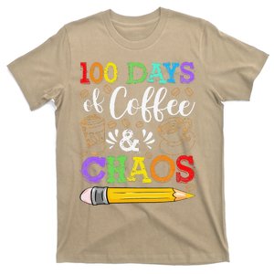 100 Days Of Coffee & Chaos 100th Day School Teacher Gift T-Shirt