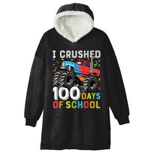 100 Days Of School Monster Truck 100th Day Of School Boy Hooded Wearable Blanket