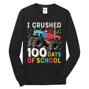 100 Days Of School Monster Truck 100th Day Of School Boy Tall Long Sleeve T-Shirt