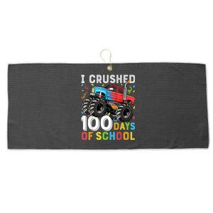 100 Days Of School Monster Truck 100th Day Of School Boy Large Microfiber Waffle Golf Towel