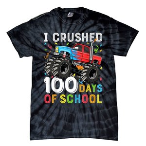 100 Days Of School Monster Truck 100th Day Of School Boy Tie-Dye T-Shirt