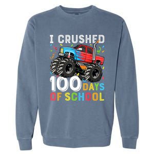 100 Days Of School Monster Truck 100th Day Of School Boy Garment-Dyed Sweatshirt