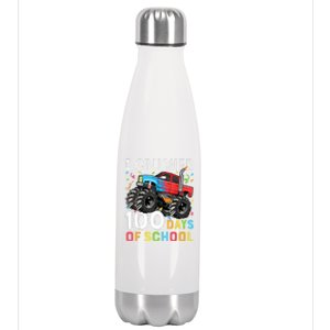 100 Days Of School Monster Truck 100th Day Of School Boy Stainless Steel Insulated Water Bottle