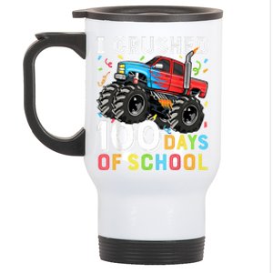 100 Days Of School Monster Truck 100th Day Of School Boy Stainless Steel Travel Mug