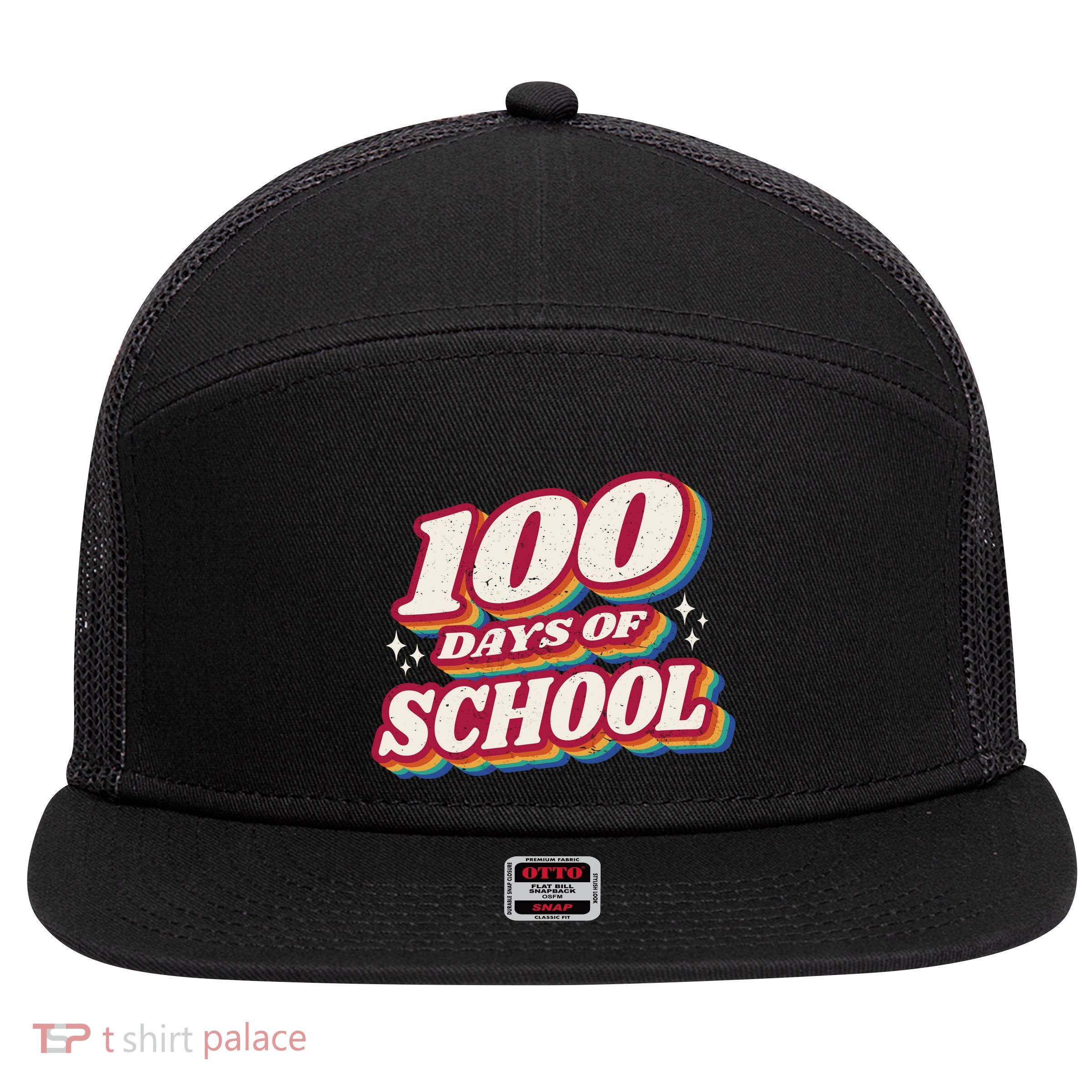 100 Days Of School Retro 7 Panel Mesh Trucker Snapback Hat