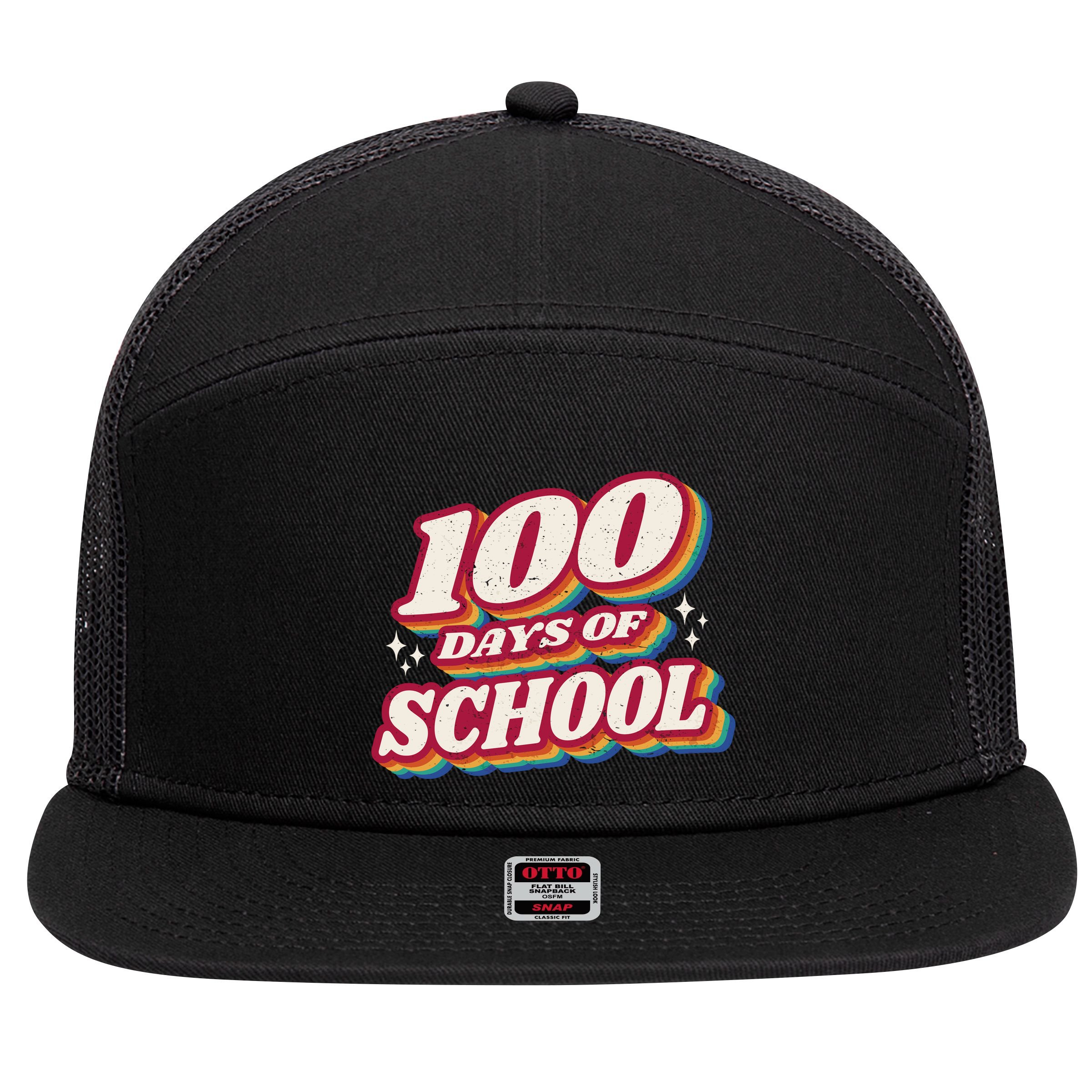 100 Days Of School Retro 7 Panel Mesh Trucker Snapback Hat