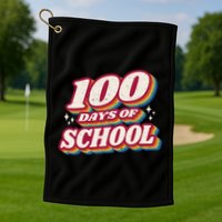 100 Days Of School Retro Golf Towel