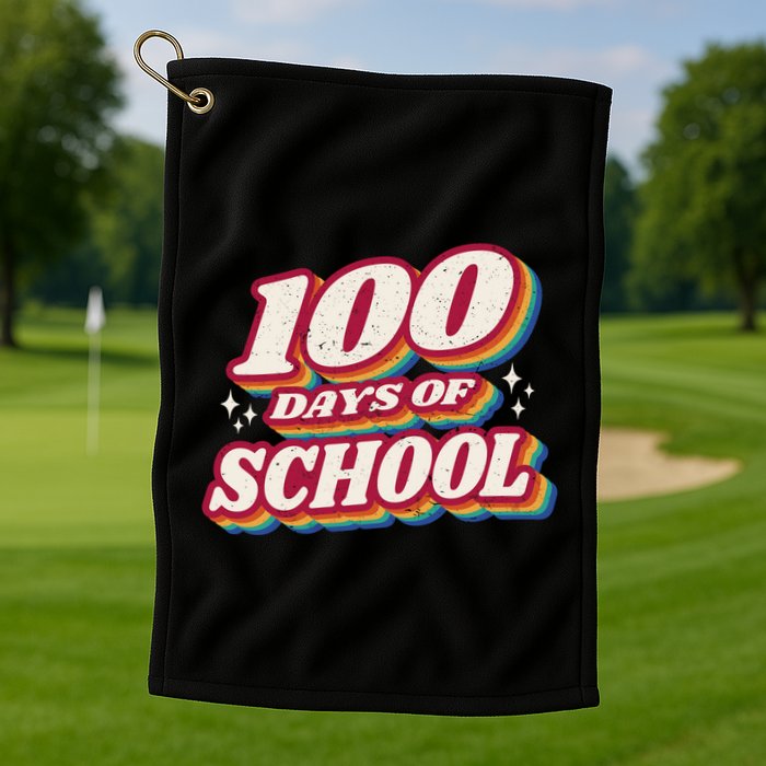 100 Days Of School Retro Golf Towel