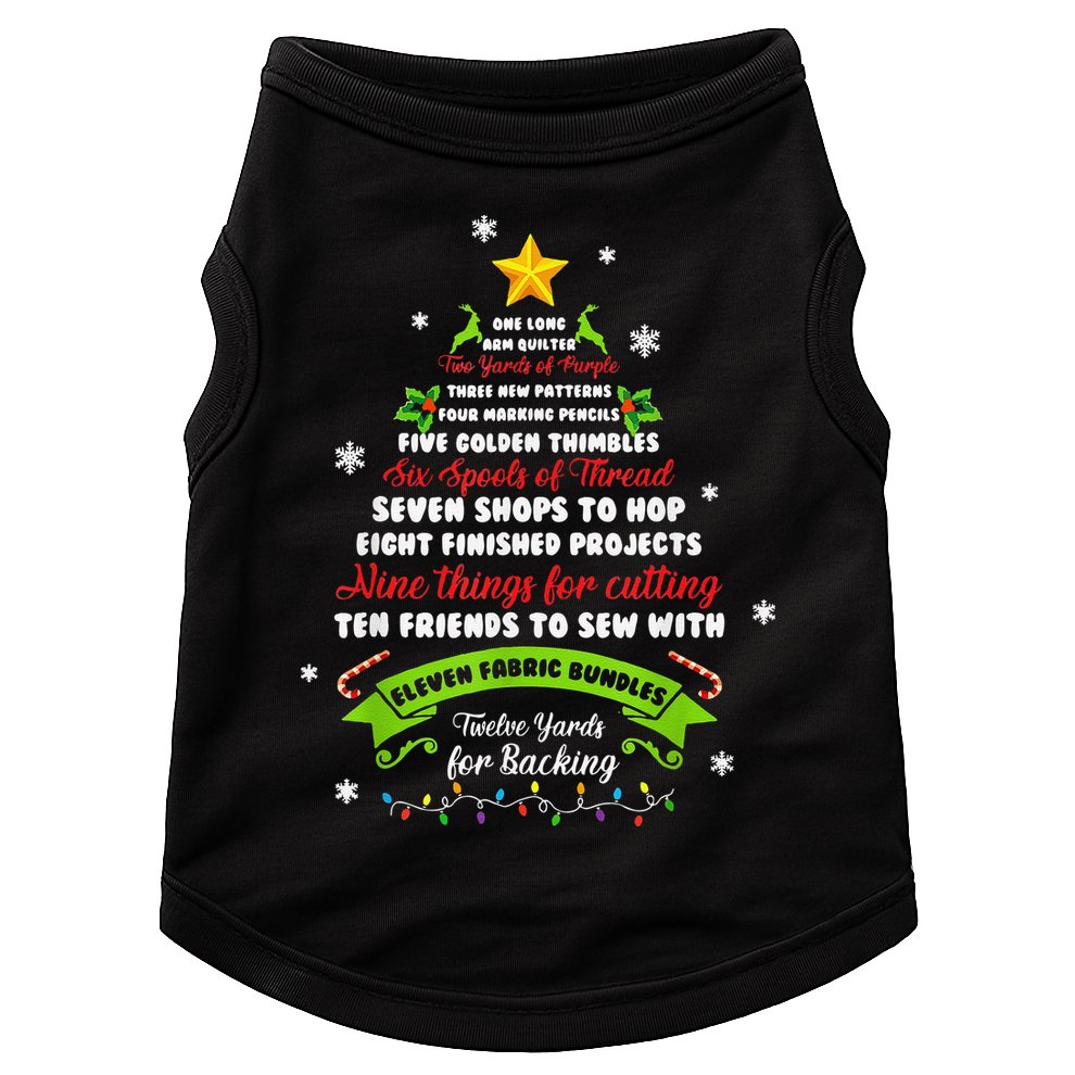 12 Days Of Christmas Funny Quilting Sewing Xmas Tree Lights Doggie Tank