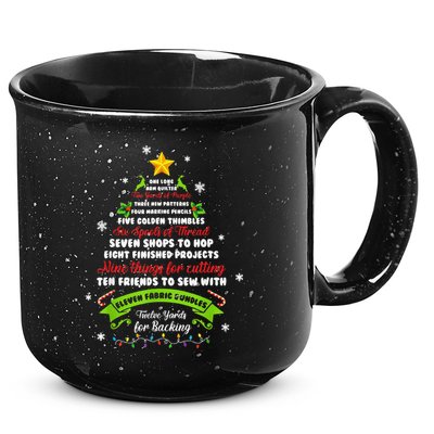 12 Days Of Christmas Funny Quilting Sewing Xmas Tree Lights 15oz Campfire Ceramic Mug