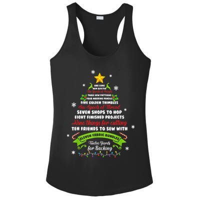 12 Days Of Christmas Funny Quilting Sewing Xmas Tree Lights Ladies PosiCharge Competitor Racerback Tank