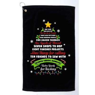 12 Days Of Christmas Funny Quilting Sewing Xmas Tree Lights Golf Towel