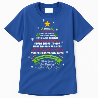 12 Days Of Christmas Funny Quilting Sewing Xmas Tree Lights Tall T-Shirt
