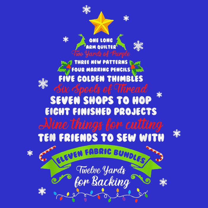 12 Days Of Christmas Funny Quilting Sewing Xmas Tree Lights Bag