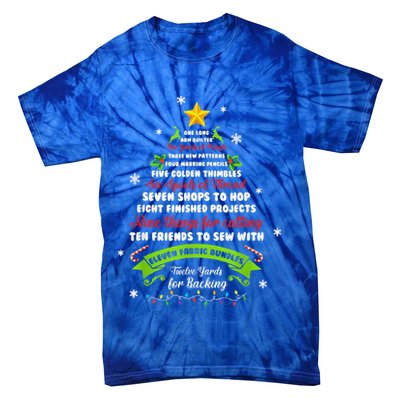 12 Days Of Christmas Funny Quilting Sewing Xmas Tree Lights Tie-Dye T-Shirt
