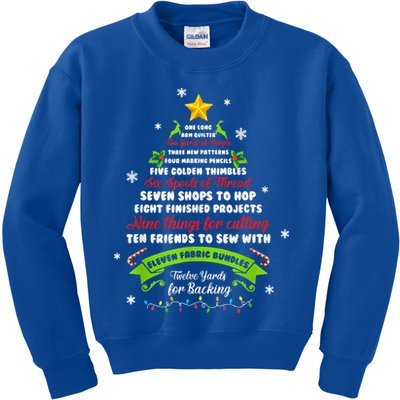 12 Days Of Christmas Funny Quilting Sewing Xmas Tree Lights Kids Sweatshirt