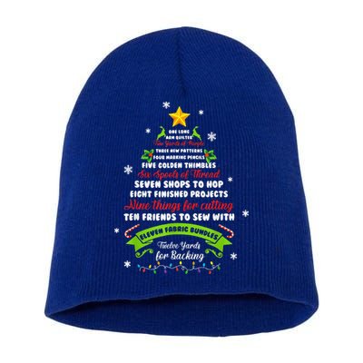 12 Days Of Christmas Funny Quilting Sewing Xmas Tree Lights Short Acrylic Beanie