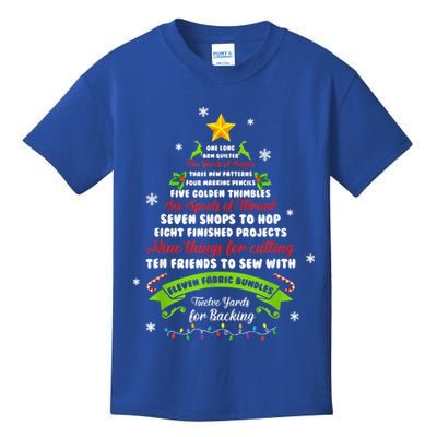 12 Days Of Christmas Funny Quilting Sewing Xmas Tree Lights Kids T-Shirt