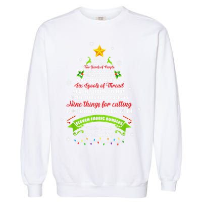 12 Days Of Christmas Funny Quilting Sewing Xmas Tree Lights Garment-Dyed Sweatshirt