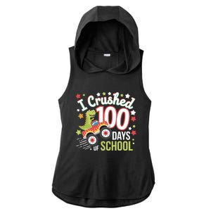 100 Days Of School Monster Truck 100th Day Of School Trex Ladies PosiCharge Tri-Blend Wicking Draft Hoodie Tank