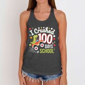 100 Days Of School Monster Truck 100th Day Of School Trex Women's Knotted Racerback Tank