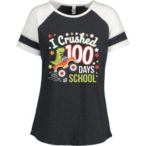 100 Days Of School Monster Truck 100th Day Of School Trex Enza Ladies Jersey Colorblock Tee