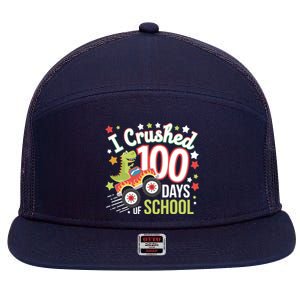 100 Days Of School Monster Truck 100th Day Of School Trex 7 Panel Mesh Trucker Snapback Hat