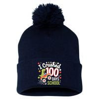 100 Days Of School Monster Truck 100th Day Of School Trex Pom Pom 12in Knit Beanie