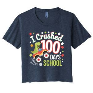 100 Days Of School Monster Truck 100th Day Of School Trex Women's Crop Top Tee