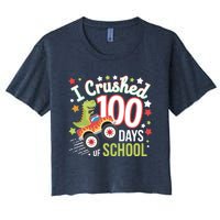 100 Days Of School Monster Truck 100th Day Of School Trex Women's Crop Top Tee