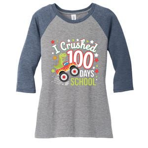 100 Days Of School Monster Truck 100th Day Of School Trex Women's Tri-Blend 3/4-Sleeve Raglan Shirt