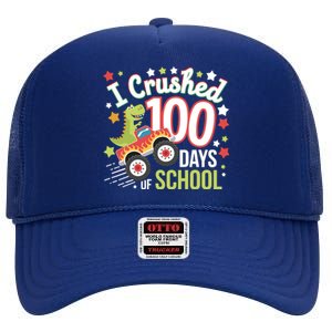 100 Days Of School Monster Truck 100th Day Of School Trex High Crown Mesh Back Trucker Hat