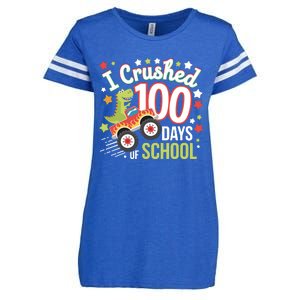 100 Days Of School Monster Truck 100th Day Of School Trex Enza Ladies Jersey Football T-Shirt