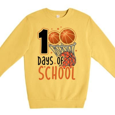 100 Days Of School Basketball Premium Crewneck Sweatshirt