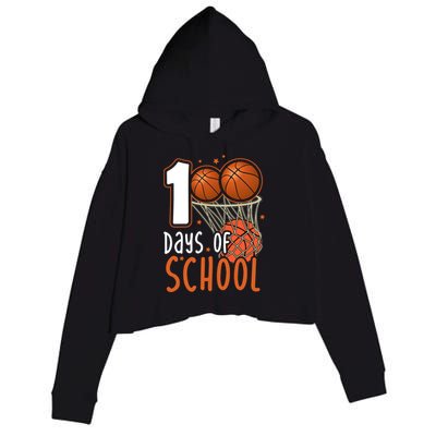 100 Days Of School Basketball Crop Fleece Hoodie