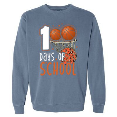 100 Days Of School Basketball Garment-Dyed Sweatshirt