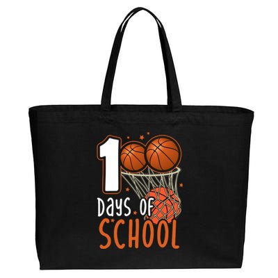 100 Days Of School Basketball Cotton Canvas Jumbo Tote