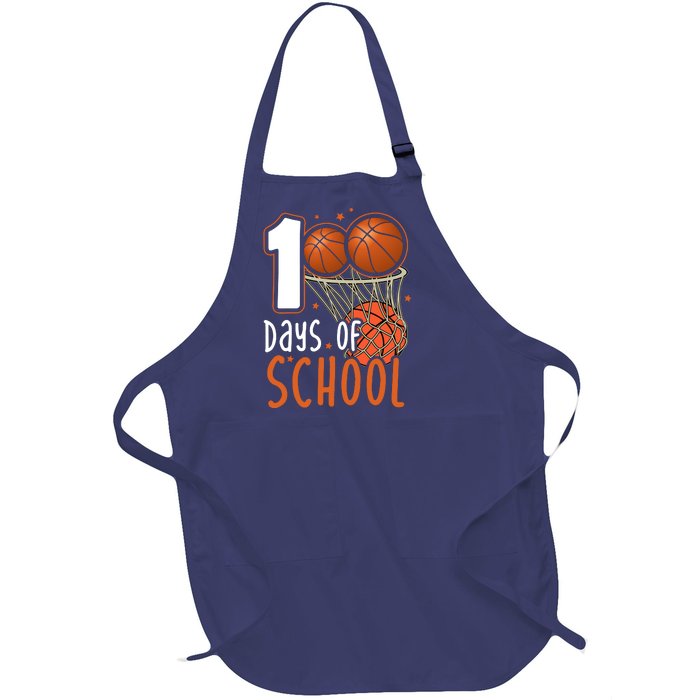 100 Days Of School Basketball Full-Length Apron With Pockets