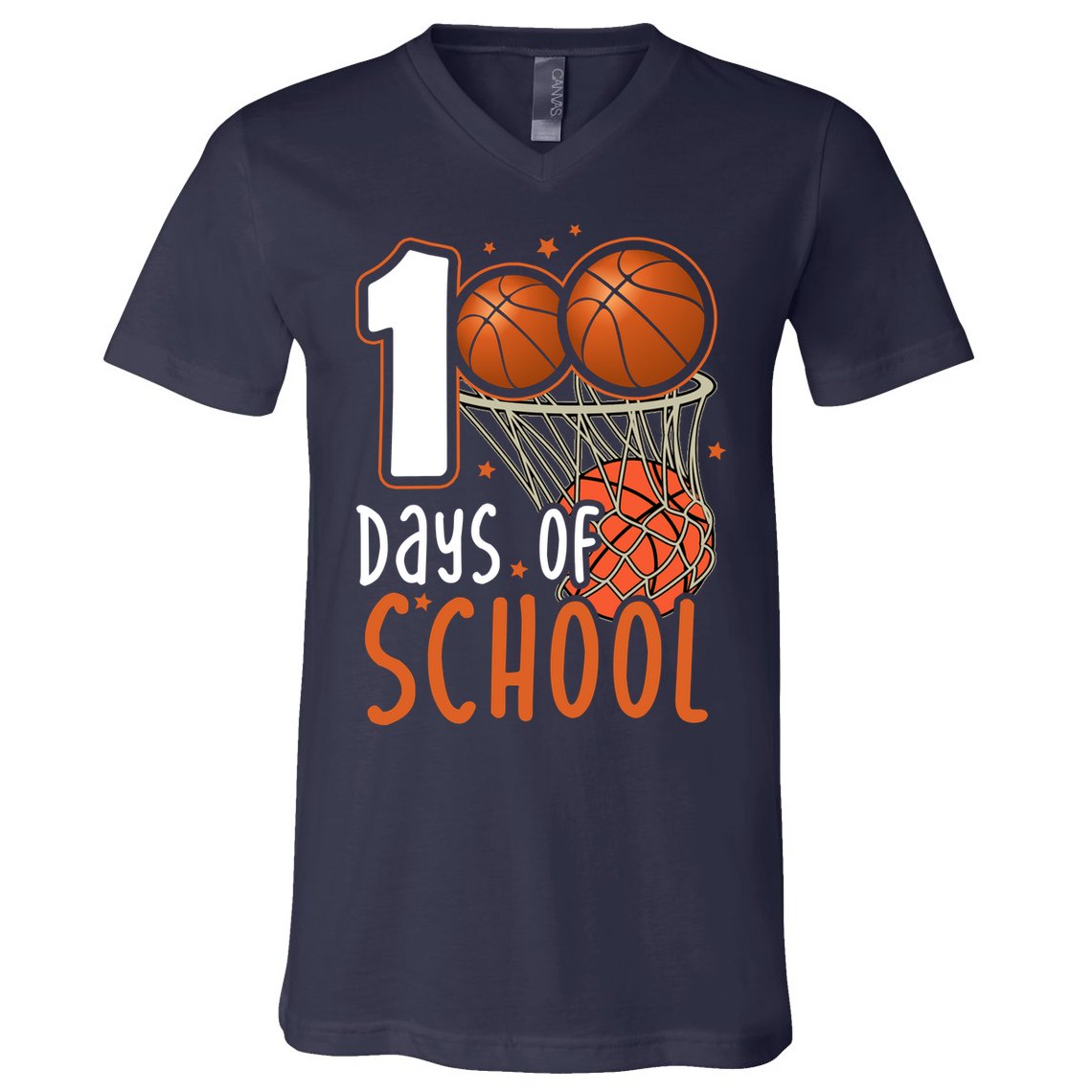 100 Days Of School Basketball V-Neck T-Shirt