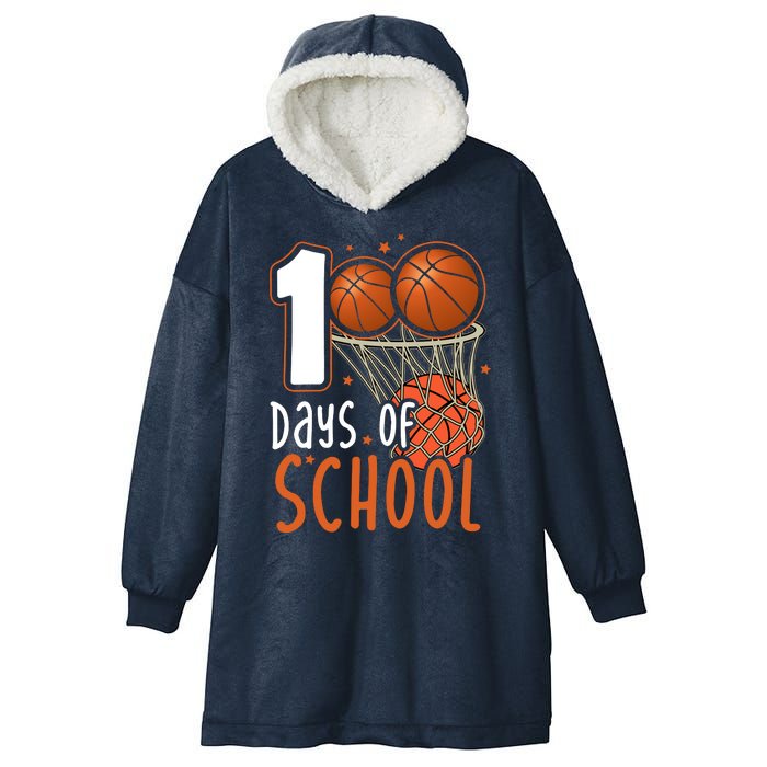 100 Days Of School Basketball Hooded Wearable Blanket