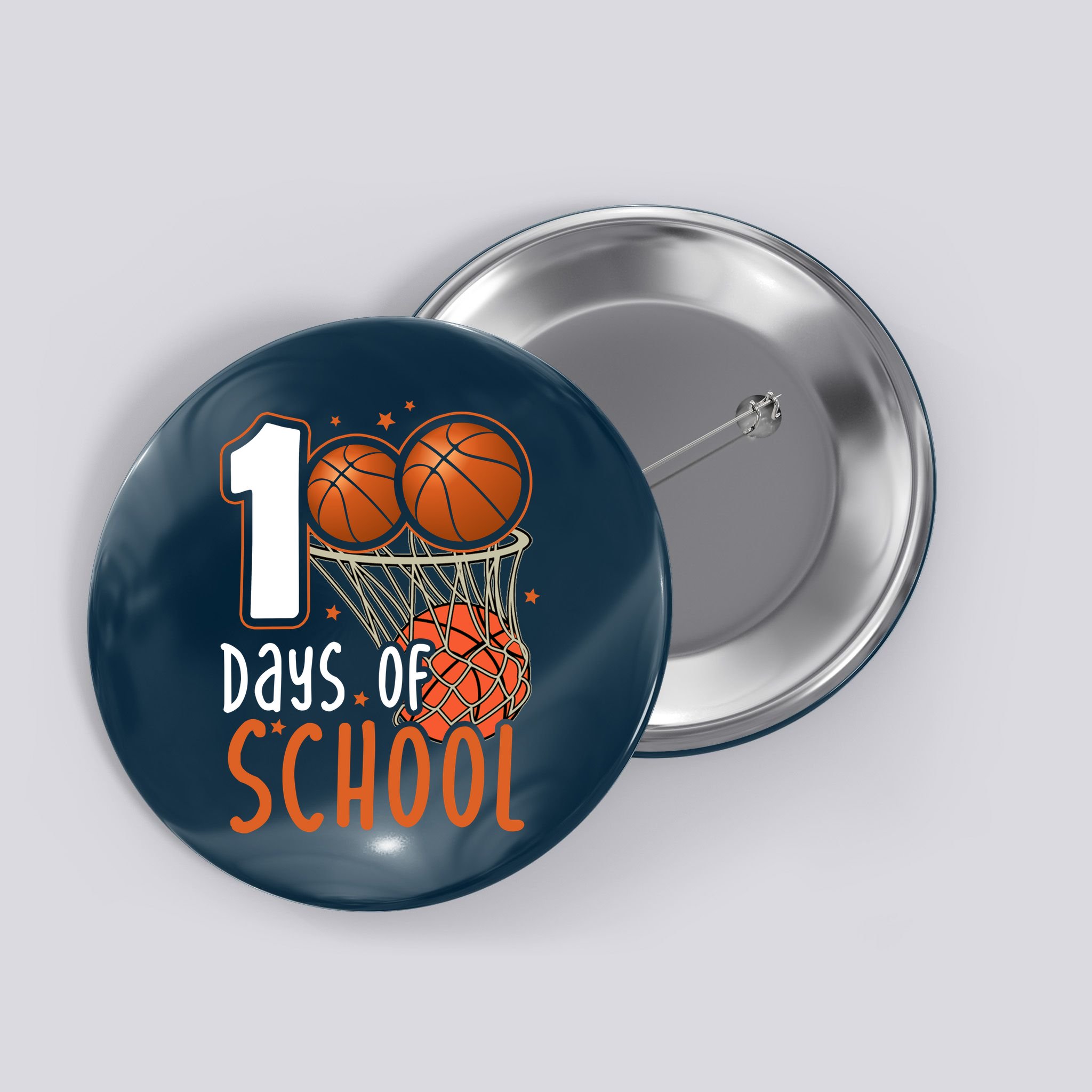 100 Days Of School Basketball Button