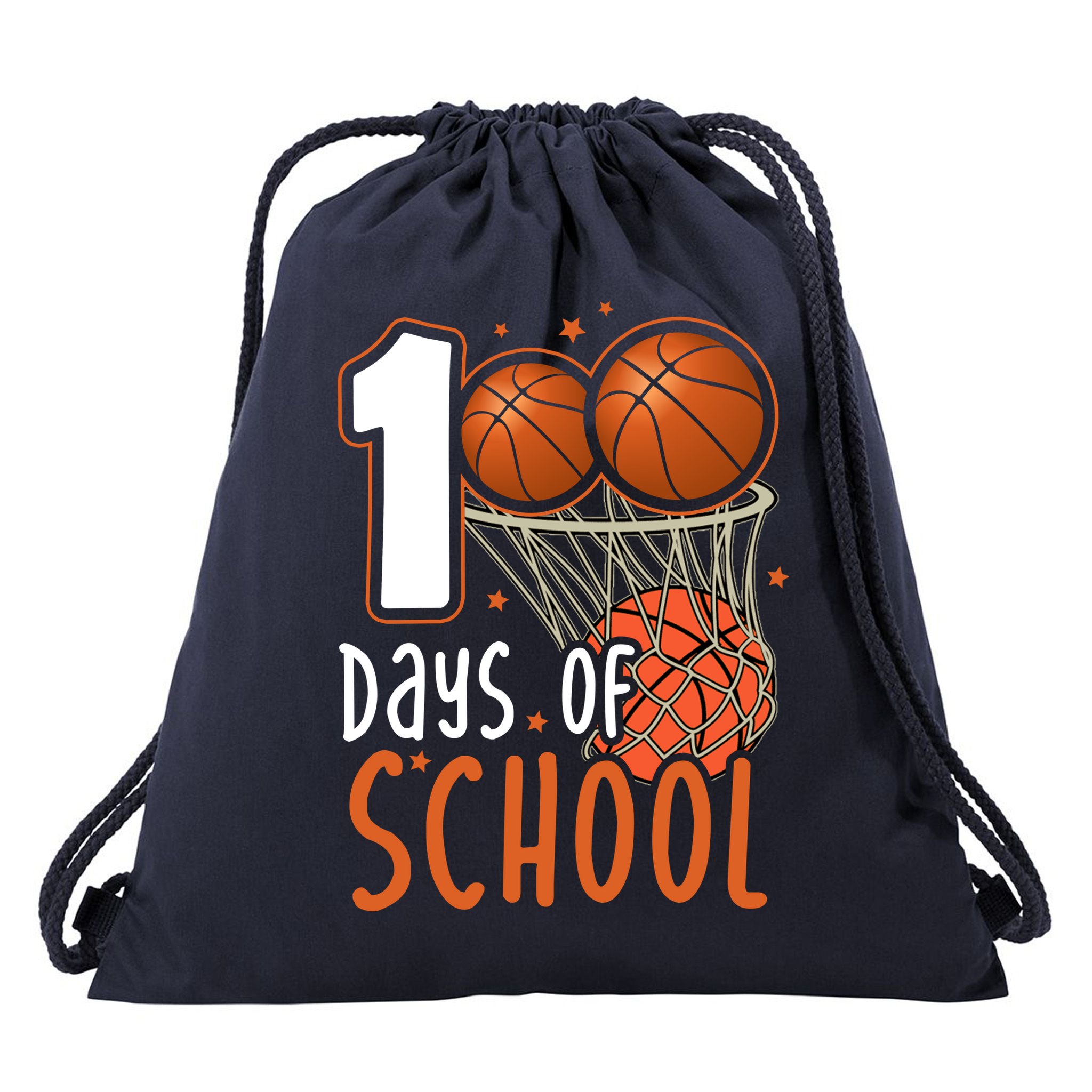 100 Days Of School Basketball Drawstring Bag
