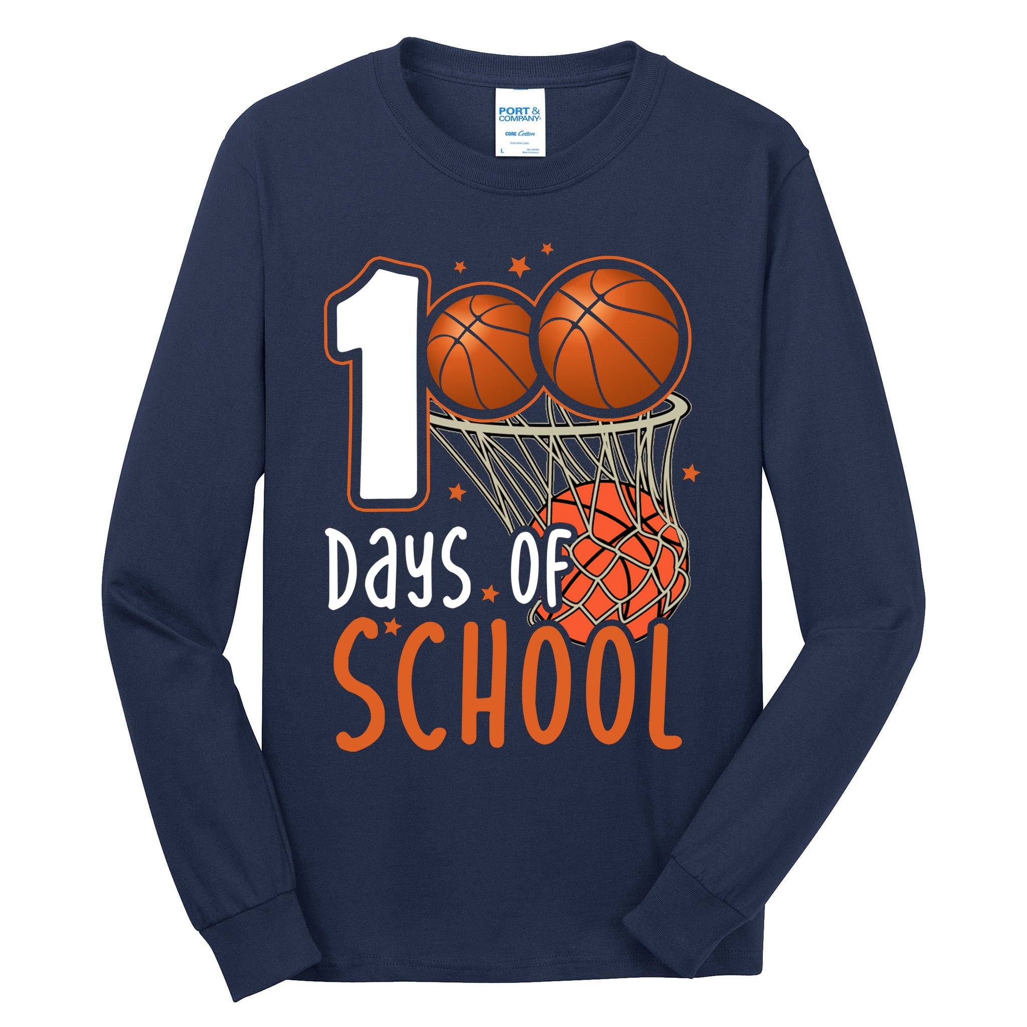 100 Days Of School Basketball Tall Long Sleeve T-Shirt